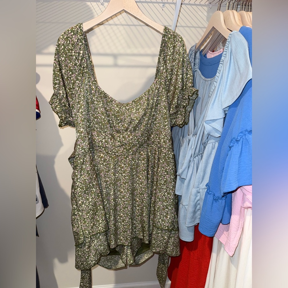 Floral Green Women's Romper